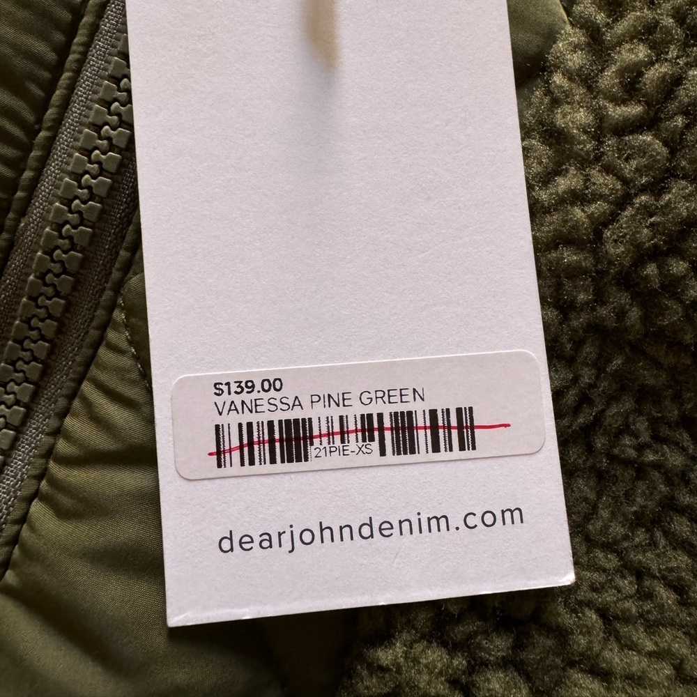Dear John VANESSA QUILTED SHERPA JACKET PINE GREEN - Picture 5 of 5